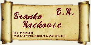 Branko Mačković vizit kartica